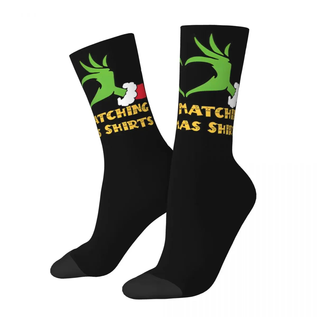 G-Grinchs Theme Design Crew Socks Product for Daily Wear Cozy Stockings