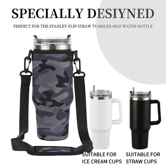 New 40oz/30oz Ice Brave Cup Set Water Cup Set Diving Material Cup Oblique Straddle Bag Stanley Cow Pattern Handle Water Bottle