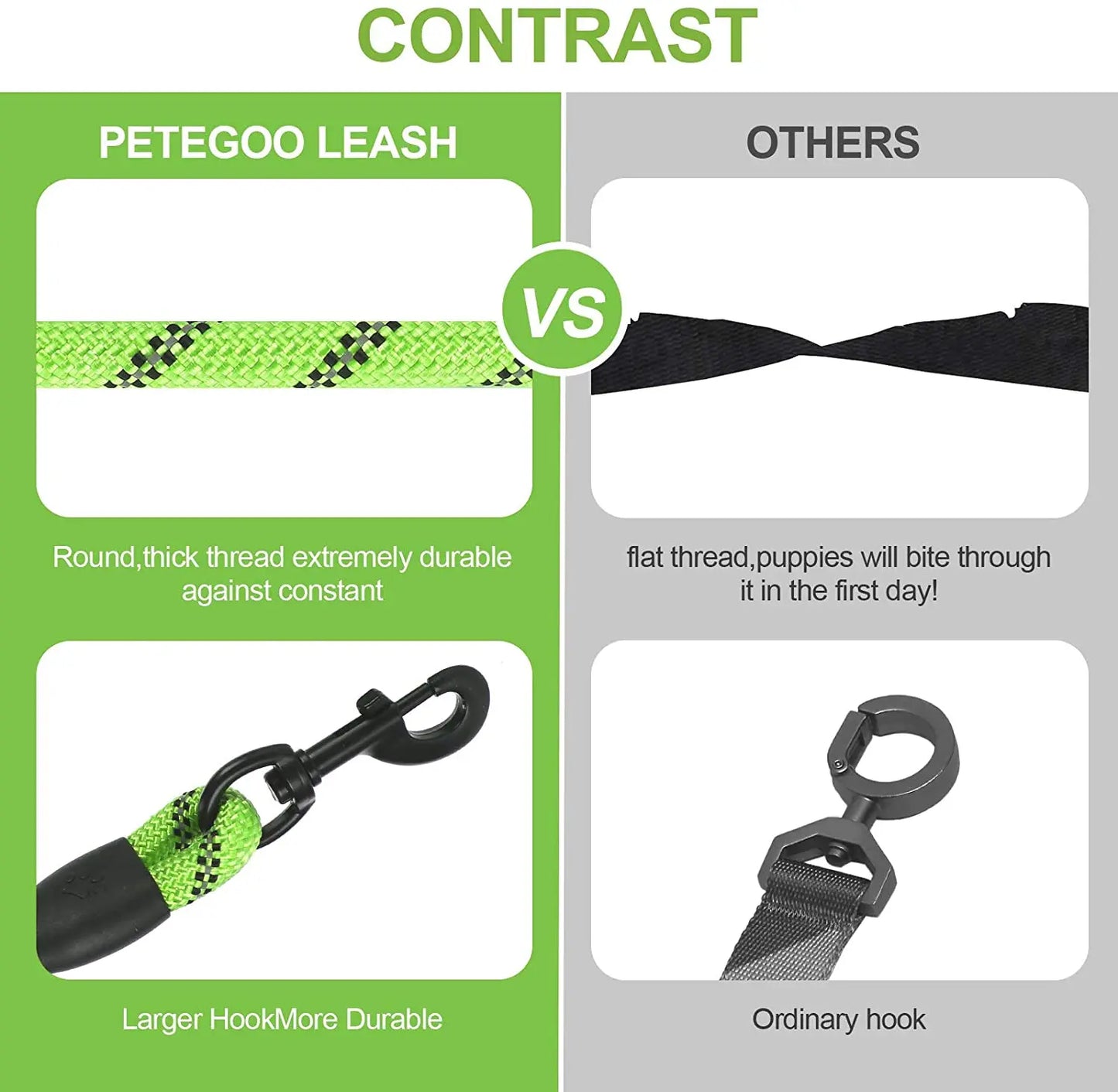 Pet Leash Reflective Strong Dog Leash 1.5M Long with Comfortable Padded Handle Heavy Duty Training Durable Nylon Rope Leashes