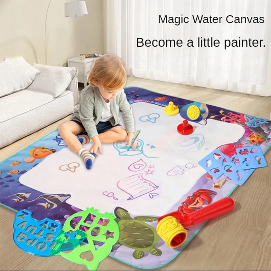 100x80CM Magic Water Drawing Mat Coloring Doodle with Reusable Magic Pens Montessori Painting Board Educational Toys Kids Gifts