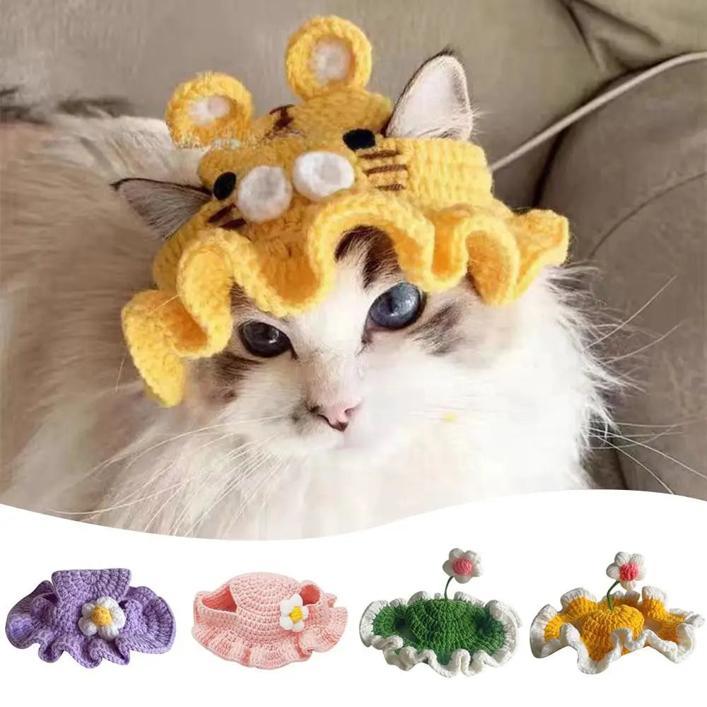 Decoration Cute Flower Cat Hat Funny Cospaly Headgear Pet Headgear Puppy Pet Cap Cute Pet Hat Cat Accessories Pet