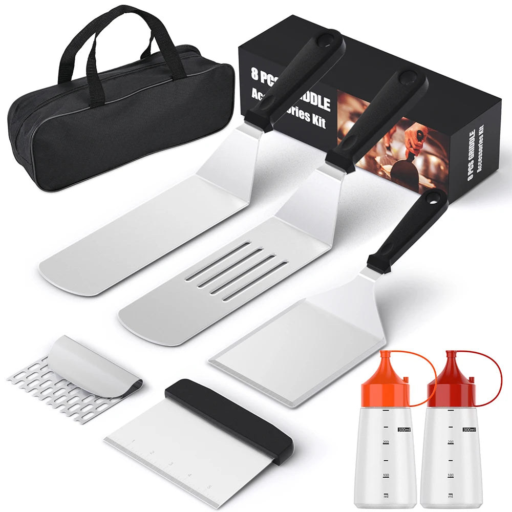 8/10/15pcs Grilling Griddle Accessories BBQ Teppanyaki Camping Grill Tools Set for Blackstone and Camp Chef Flat Top Grill Set