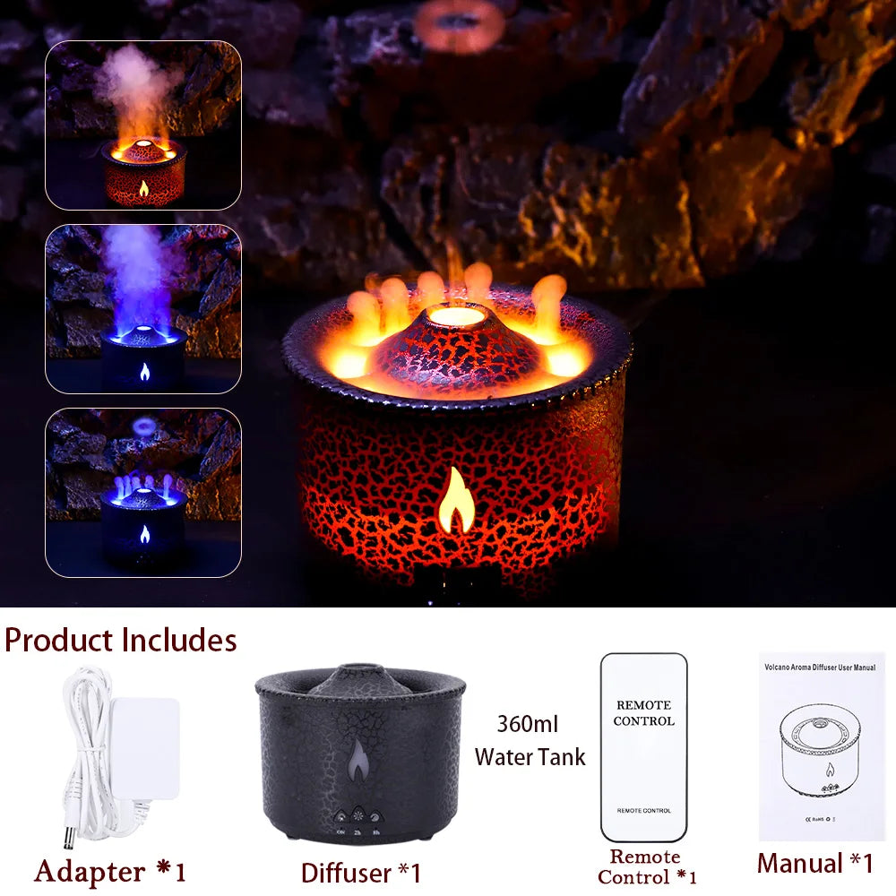 Jellyfish Volcano Fire Flame Aroma Air Humidifier Diffuser Essential Oil Electric Smell for Home Perfume Cool Mist Maker