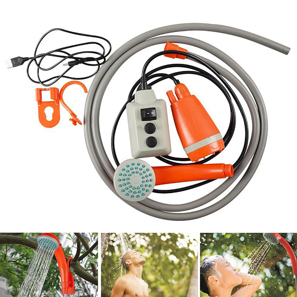 IN US Portable Camping Shower Outdoor Camping Shower Pump Rechargeable Shower Head for Camping Hiking Traveling