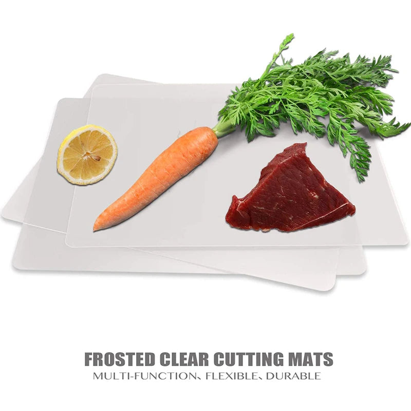 Clear Flexible Plastic Cutting Board Mats Set Frosted Clear Kitchen Cutting Board Clear Mats 17.5 x 12 Inches Set of 7