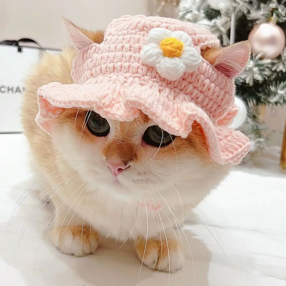 Decoration Cute Flower Cat Hat Funny Cospaly Headgear Pet Headgear Puppy Pet Cap Cute Pet Hat Cat Accessories Pet