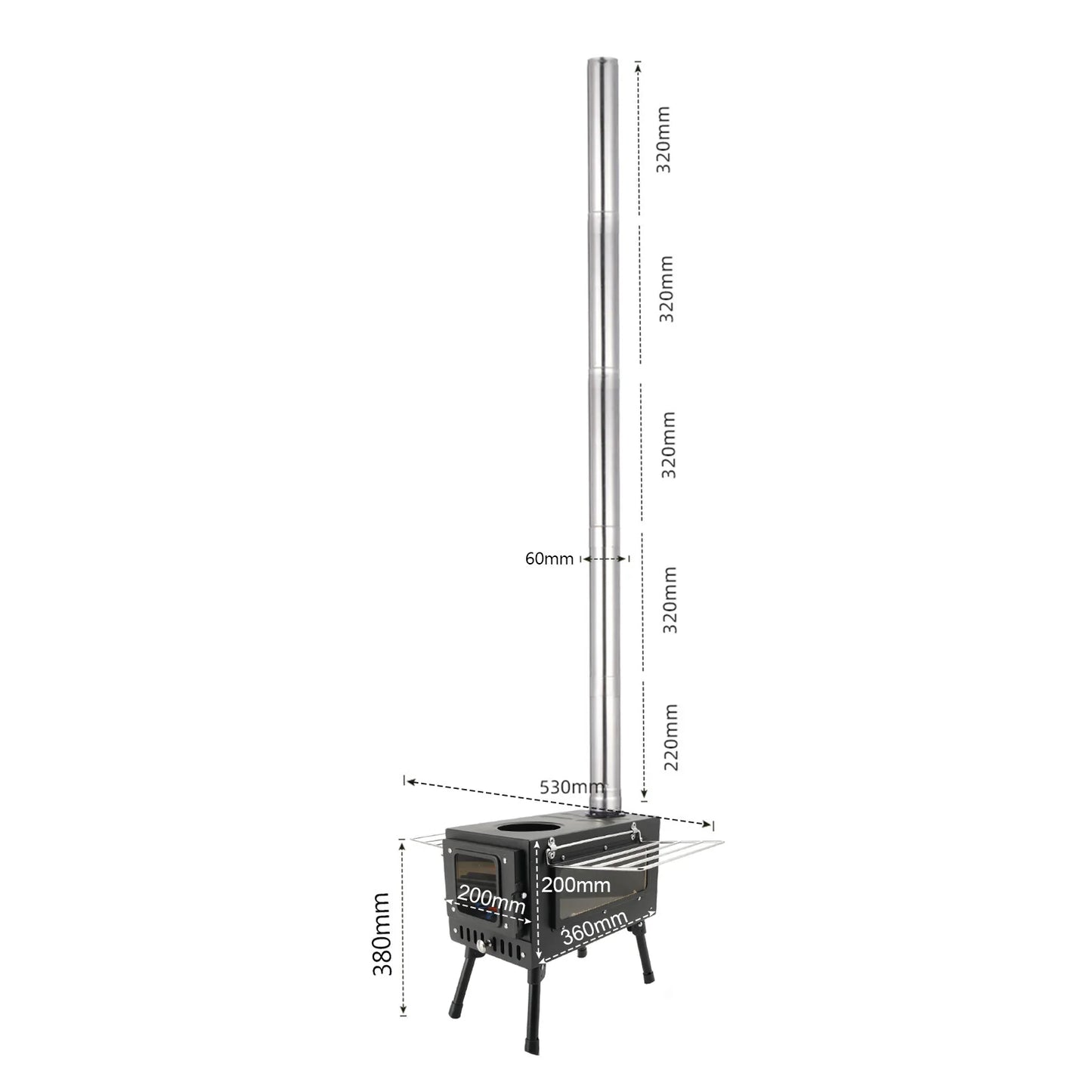 Outdoor Portable Tent Camping Wood Burning Stove with Pipe For Tent Cooking