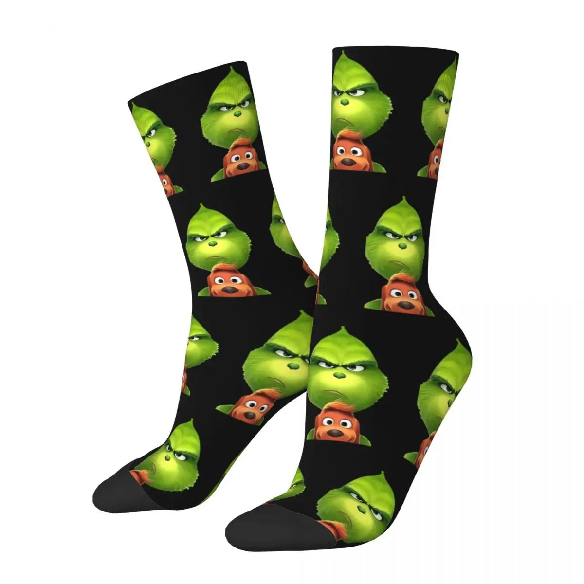 G-Grinchs Theme Design Crew Socks Product for Daily Wear Cozy Stockings