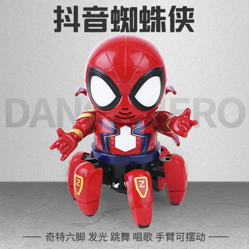 Marvel The Amazing Spider Man Dancing Robot Musical Light Electric Toy Doll Spiderman Action Figure Children Funny Birthday Gift