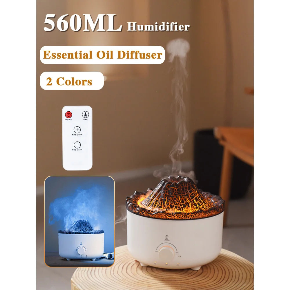 Jellyfish Volcano Fire Flame Aroma Air Humidifier Diffuser Essential Oil Electric Smell for Home Perfume Cool Mist Maker