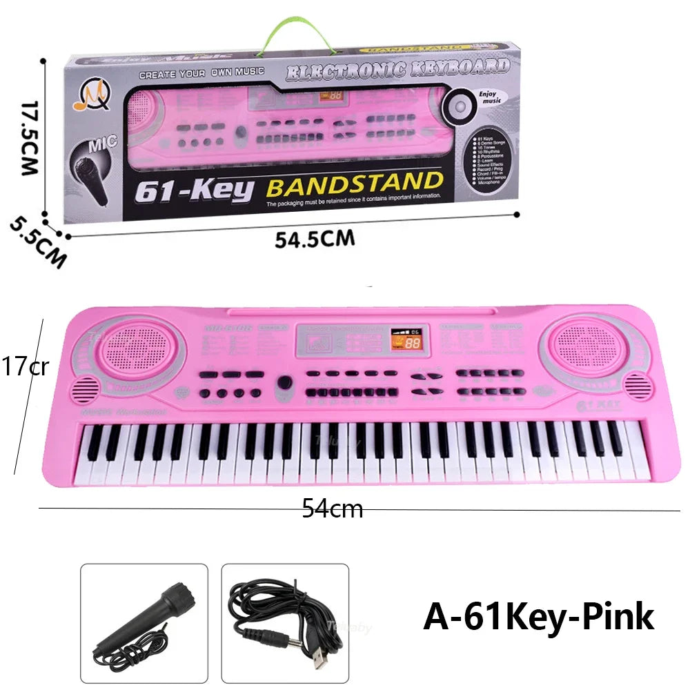 Chriyungel Kids Electronic Piano Keyboard with Microphone  61 / 37 Keys Organ Musical Instrument Toy Gift for Child Beginners