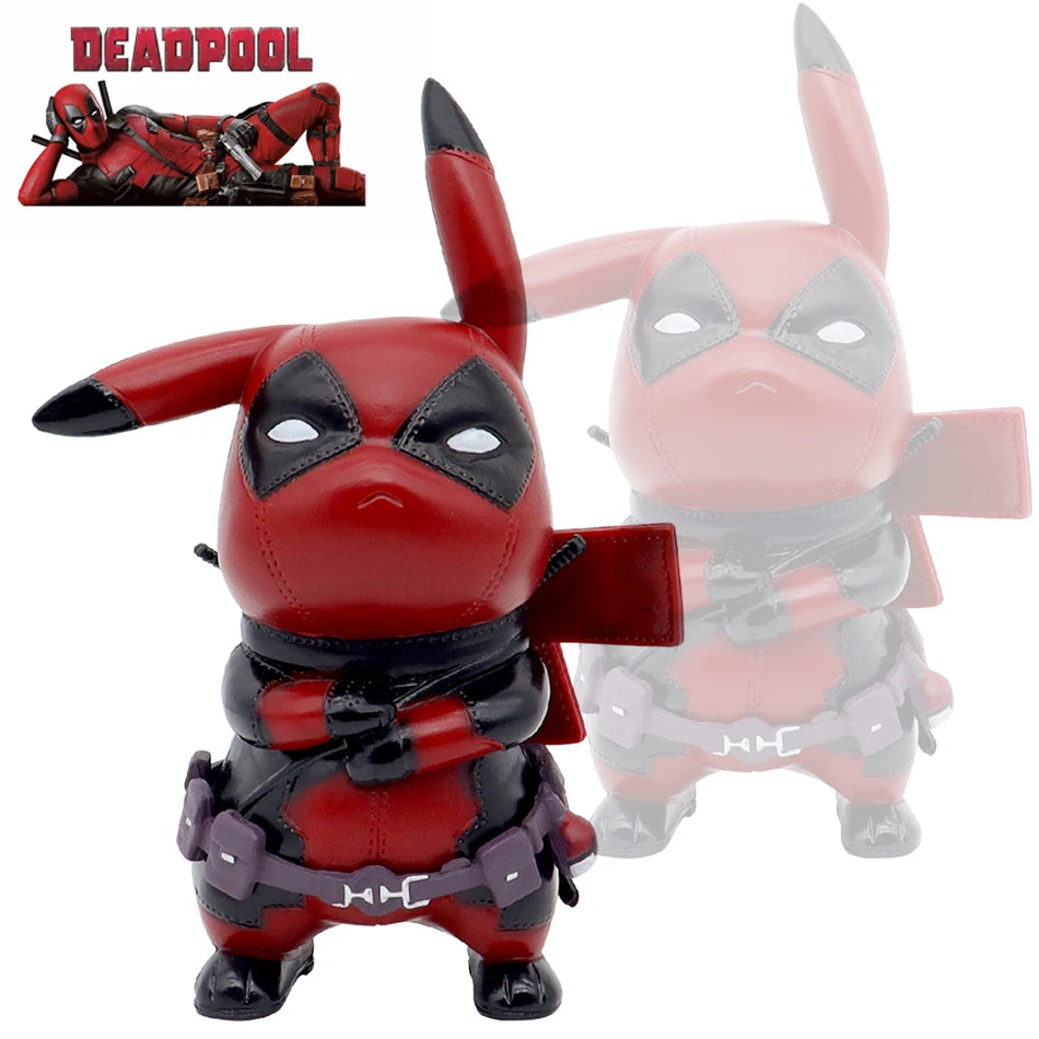 Anime Deadpool COS Pikachu Figure Marvel Avengers PVC model Cosplay Car Ornament Toys Children Birthday Christmas Gift Decorate