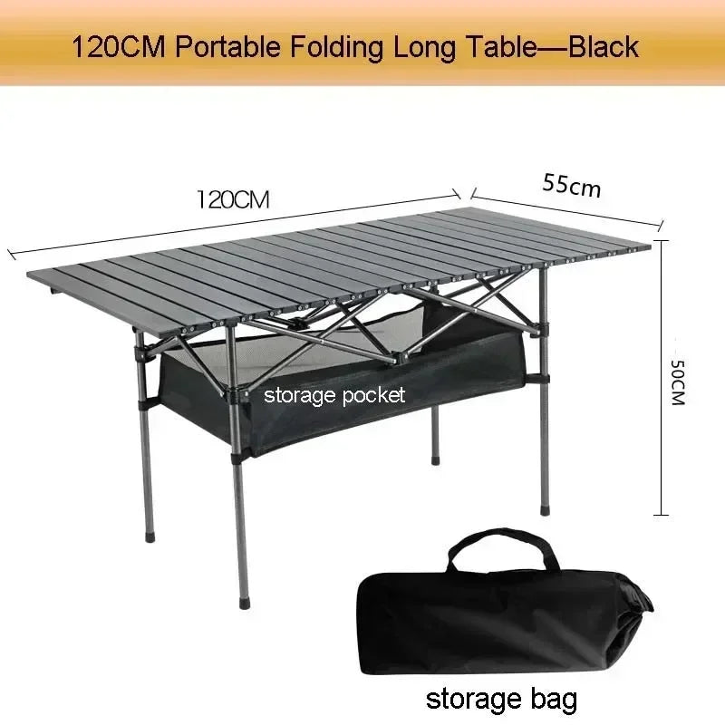 Outdoor Picnic Table With Easy Carrying Bag Lightweight For Self-Driving Trips Egg Roll Long Table Portable Camping Folding Desk