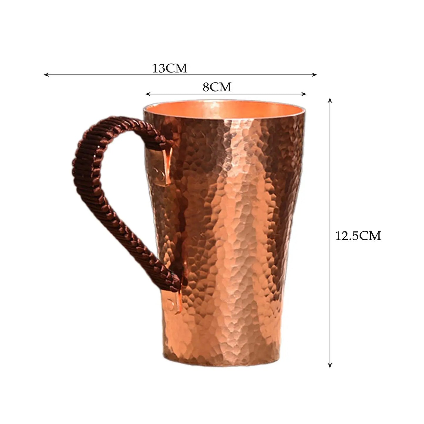 Copper Coffee Mug Teaware Portable Easy Clean Birthday Gifts Handmade Pure Copper Cup 400ml Water Mug for Milk Bar Party Home