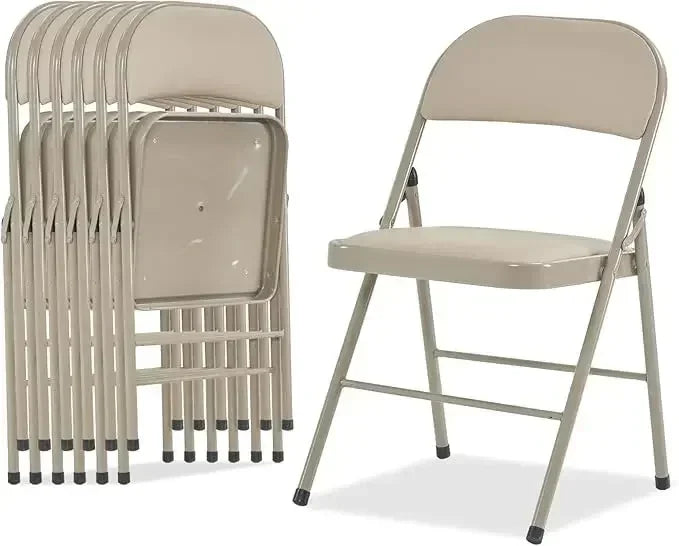 6 Pack Black Folding Chairs with Padded Seats for Outdoor & Indoor, Portable Stackable Commercial Seat with Steel Frame