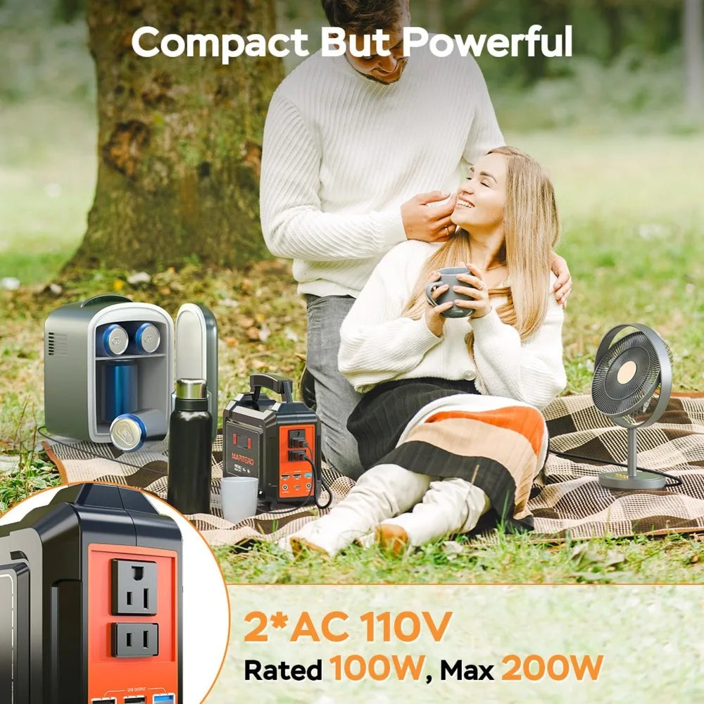 Camping Portable Solar Generator with Foldable Solar Panel 30W, Equipped with Multi Port Power Socket and LED Flashlight