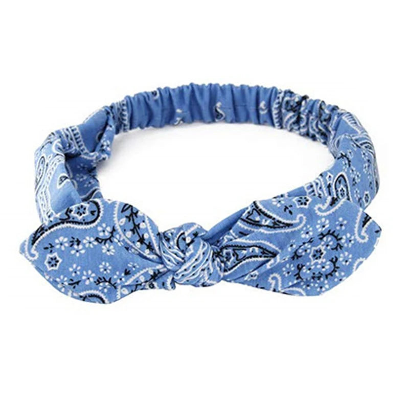 New Boho Women Soft Solid Print Headbands Vintage Cross Knot Elastic Hairbands Turban Bandanas Girls Hair Bands Hair Accessories