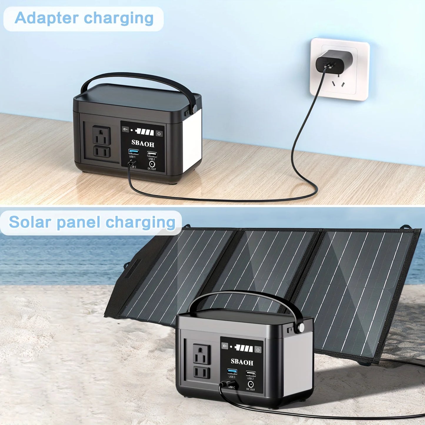 Portable Power Station P86,88.8Wh 3.7 V LiFePo4 Battery,with 80W (120W Peak) AC Outputs, Solar Generator for Travel and Camping