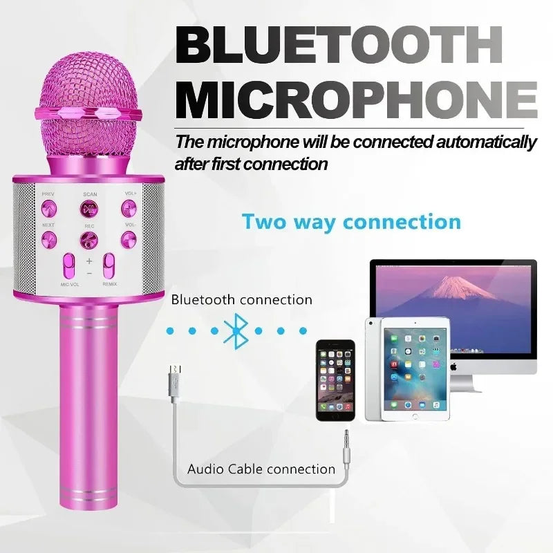 Kids Microphone Toys for Singing, Wireless Bluetooth Karaoke Microphone for Adults, Toys for Boys Girls  Birthday Party Gift