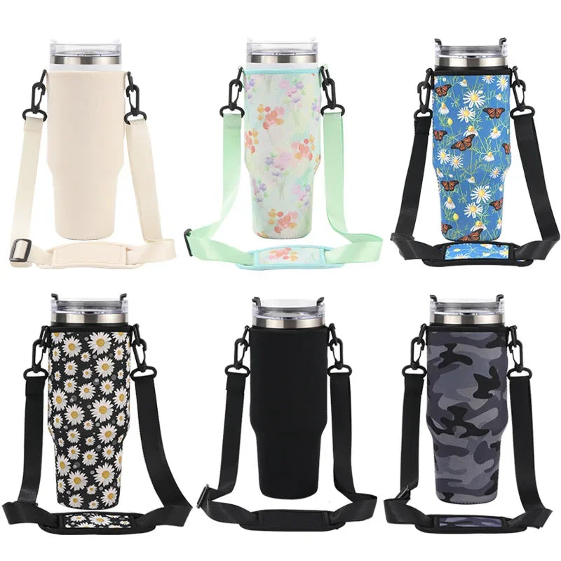 New 40oz/30oz Ice Brave Cup Set Water Cup Set Diving Material Cup Oblique Straddle Bag Stanley Cow Pattern Handle Water Bottle