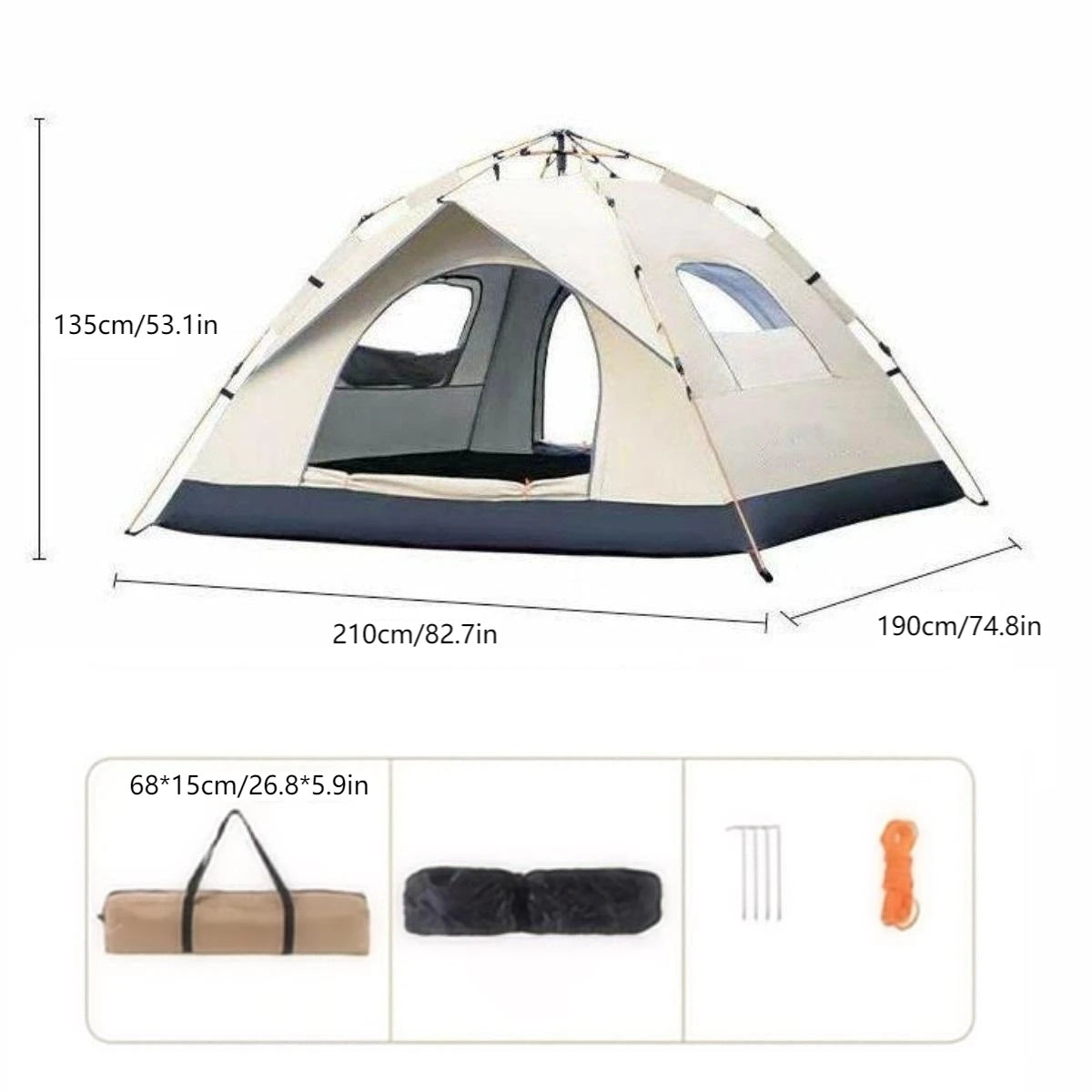 Outdoor shelter Sunshade Self-driving Travel Camping Tent Reactive outdoor Camping tent 4 person waterproof mountaineering