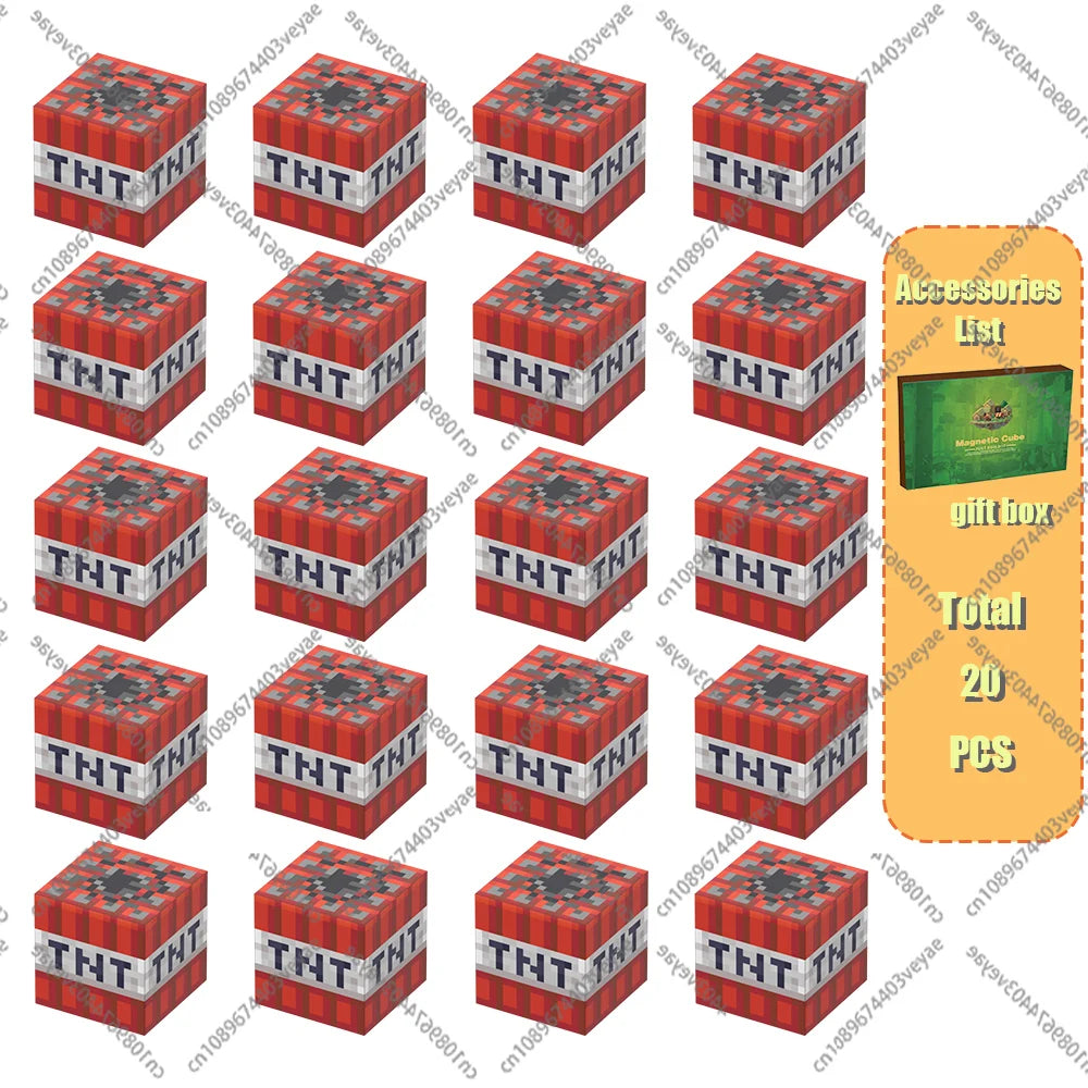 Magnetic Building Blocks Mine World Magnet Cube Set for Boy Girl Kid Age 3+ DIY Model Children Stem Minecraft STEM Sensory Toy