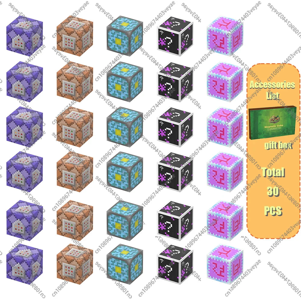 Magnetic Building Blocks Mine World Magnet Cube Set for Boy Girl Kid Age 3+ DIY Model Children Stem Minecraft STEM Sensory Toy