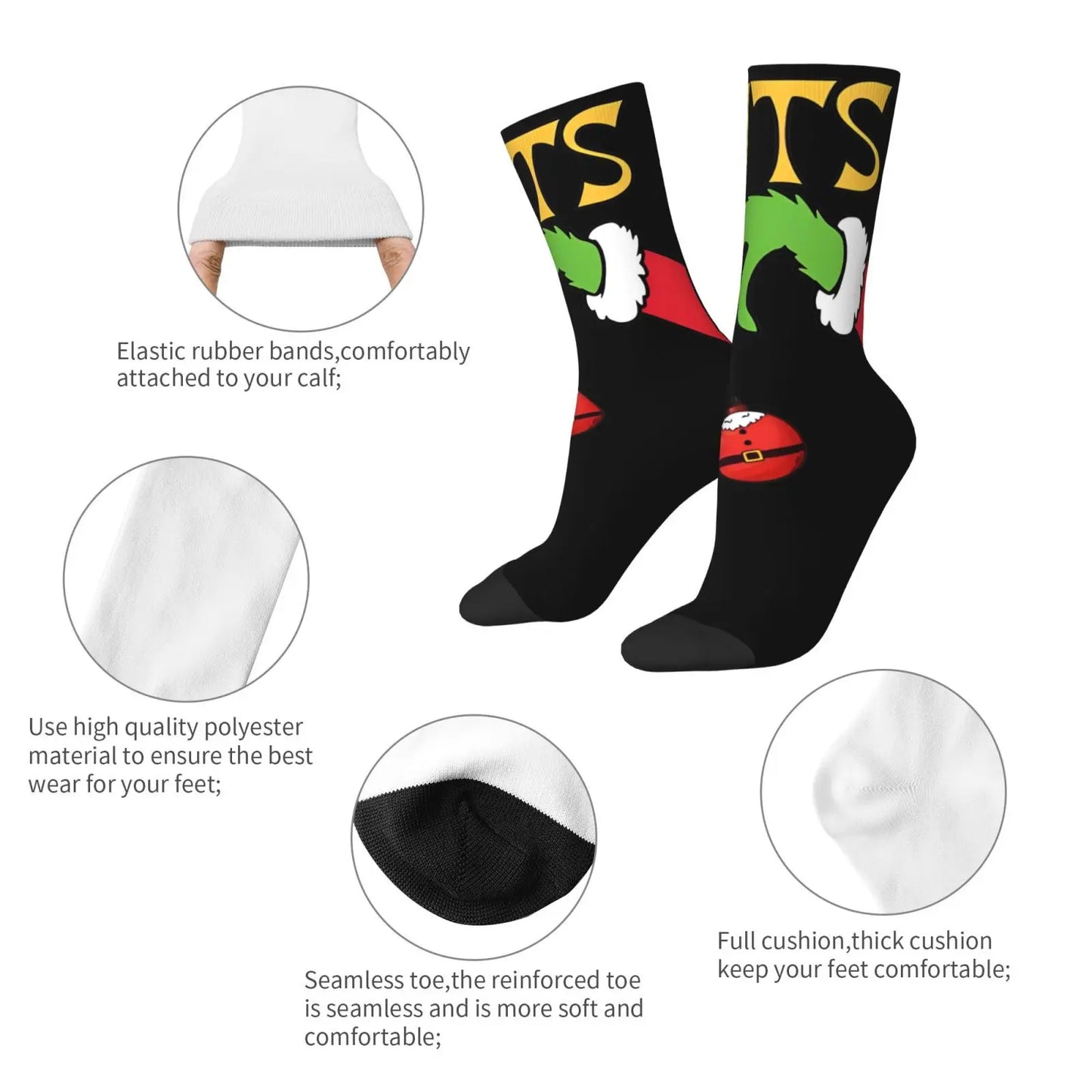 G-Grinchs Theme Design Crew Socks Product for Daily Wear Cozy Stockings