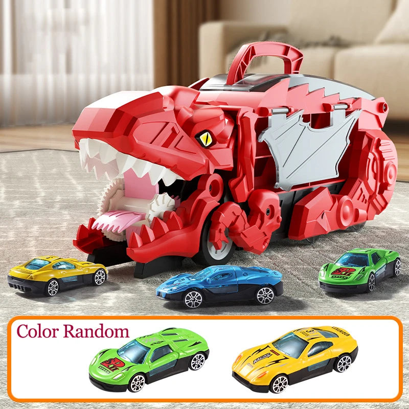 New Product Folding Dinosaur Transporter Car Competitive Game Roll To Eat Car Vehicle Racing Track With Mini Car Kid Gift Toy